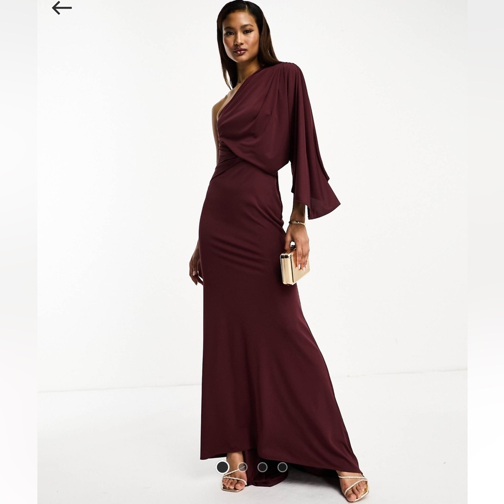 ASOS Premium Design One Shoulder Draped Maxi Dress